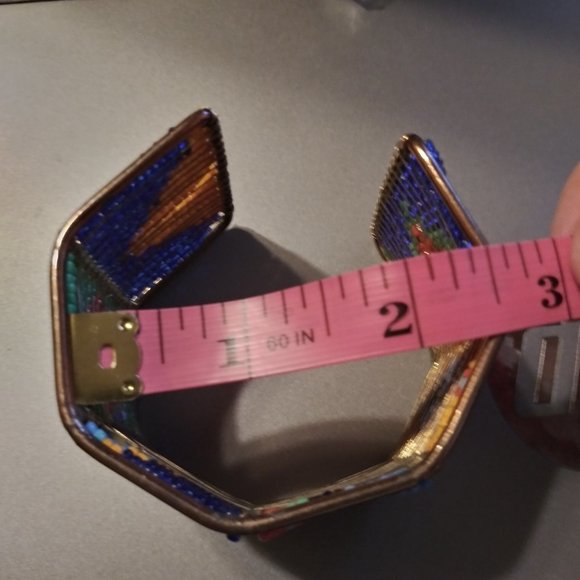 Colorful Hand Beaded Aztec Cuff Bracelet - Picture 6 of 6